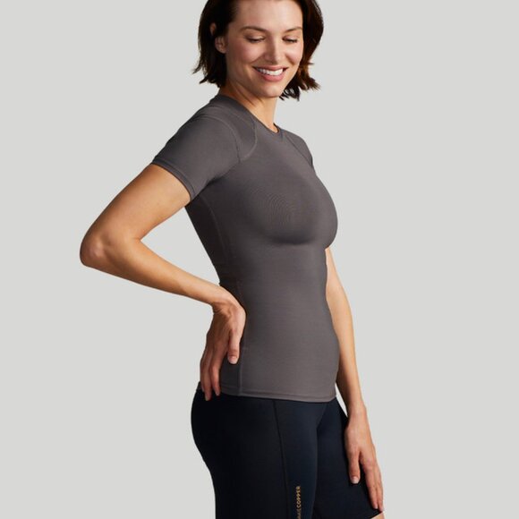 TOMMIE COPPER Slate Gray Fitted Short Sleeve T-Shirt Compression - Picture 4 of 9